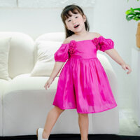 Váy bé gái DORYKIDS kết hoa bẹt vai vải tơ organza lót lụa 2 lớp công chúa xinh đẹp cho trẻ em 2,3,4,5,6,7,8,9,10 tuổi