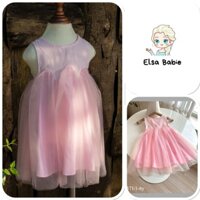 Váy bé gái ElsaBabie váy babydoll hồng ren xòe công chúa thiết kế