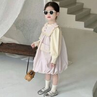 Váy Bé Gái Hai Mảnh Bộ Trẻ Em Bé Phong Cách Phương Tây Bud Váy Đèn Lồng Tay Áo Váy Phù Hợp Với Hợp Thời Trang