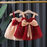 Váy bé gái Hàn Quốc Công Chúa Cotton Ngọt Ngào Đầm Nơ Lớn Cho Quần Áo Mùa Hè