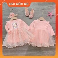 VÁY BÉ GÁI HỒNG ELSA PHỐI REN HOA - Váy HOT HIT ANHStore
