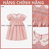 Váy bé gái Little Maven đầm bé gái smock cổ ren phong cách Hàn S1852
