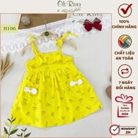 Váy bé gái OLIRIVER thiết kế hai dây phối bèo điệu đà trước ngực cực cute chất liệu vải thô cho bé từ 1 - 10 tuổi - H106