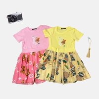 Váy bé gái PN KIDS cao cấp - Đầm trẻ em in hình kỳ lân, gấu xinh xắn chất liệu thun cotton 4 chiều cho bé từ 18kg - 35kg
