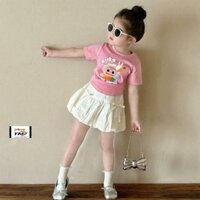 Váy bé gái, set đồ bộ áo labubu baby three cotton phối chân váy bí ngô xòe phồng có lót cho bé từ 10-35kg Baby Kids