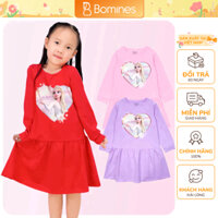 Váy bé gái tay dài Elsa Bomines, đầm cotton mùa thu cho bé 3- 10 tuổi khoảng 12kg- 30kg DTDELSATIMBONGTUYET