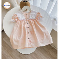 VÁY BÉ GÁI THÔ LỤA PHỐI CỔ CÁCH ĐIỆU - MT5448