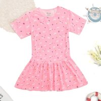 Váy bé gái thun cotton 100 xuất dư (Xuất hàn) 19-43kg , đầm bé gái size 2-08 tuổi, đầm trẻ em tay ngắn Xì Trum