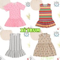 Váy bé gái thun cotton 100 xuất dư (Xuất hàn) 19-43kg, đầm bé gái size 2-08 tuổi, đầm trẻ em tay ngắn Xì Trum