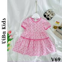 Váy Bé Gái ViBa Kids Dáng Xòe, Chất Thô Cotton Thoáng Mát Thấm Hút Mồ Hôi - Đầm caro cho bé gái