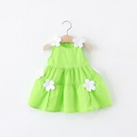 Váy bé gái Xanh Tươi Nhỏ, Quần Áo Trẻ Em Hoa Trắng Mới Mùa Hè (9 Tháng -4 Tuổi)