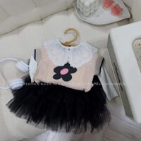 Váy bé gái,Sét 3ct áo gile hoa - chân váy ren 10 đến 30kg V0192