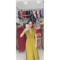 váy bèo sơ mi xanh bơ