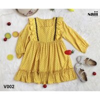 Váy BG_Váy chấm bi cổ vuông bèo vai