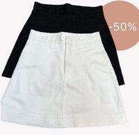 (Váy Big size 3XL) Chân váy kaki jean trơn chữ A basic có lót quần Unnie chân váy jeans trắng - size đại