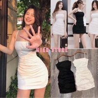 Váy body 2 dây nhún eo ❤️ Đầm 2s body thun co giãn 4 chiều V01