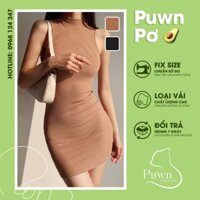 Váy body cao cổ thun tăm tôn dáng cuốn hút, quyến rũ - Puwn Pơ🥑