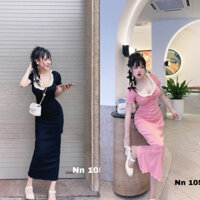 Váy Body Cổ Ren Đính Ngọc Dáng Dài