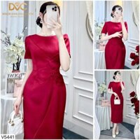 Váy body đỏ thiết kế hoa eo sang chảnh đi tiệc đi chơi Hàng Chính Hãng DVC V5441