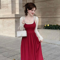 Váy Body Nữ 2 Dây Kèm Áo Khoác Ngoài, Đầm Nữ Dáng Suông Dài Ôm Hack Dáng Trẻ Trung  D108 MAHALA