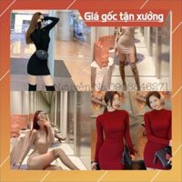 Váy body tay dài hot hit dáng trên gối- vải rib cực đẹp