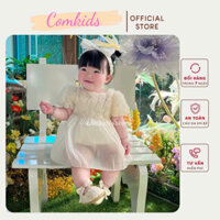 Váy Body Thêu Hoa Kem Cho Bé Gái, Bodysuit, Đồ Liền Thân Dịp Thôi Nôi, Đầy Tháng, Hàng Thiết Kế