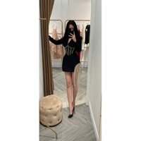 váy body xẻ tà đen