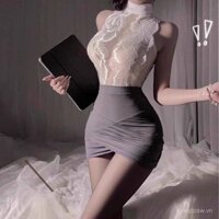 Váy Bodycon Cosplay Tiếp viên Thư ký, đồng phục sexy khoét hở, không cần cởi, đồng phục ngực nhỏ BDSW