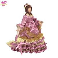 Váy búp bê sứ tỷ lệ 1 / 12 Esquirla trong trang phục áo choàng màu hồng, nhà búp bê thu nhỏ người