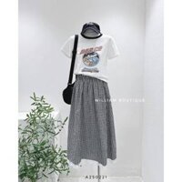 Váy caro đen trắng viền ren 3218 (250231)