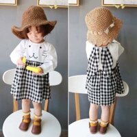 Váy caro tai thỏ cho bé