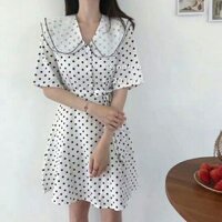 Váy chấm bi cổ bèo lưới