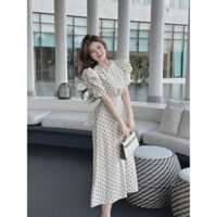 Váy chấm bi cột nơ hở lưng