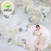 Váy cheongsam thời trang cho bé gái, vải thêu ren hoa mẫu đơn mùa xuân hè, bán buôn