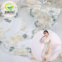 Váy cheongsam thời trang cho bé gái, vải thêu ren hoa mẫu đơn mùa xuân hè, bán buôn