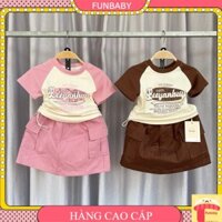Váy cho bé gái cộc tay, Set đầm trẻ em 1-6 tuổi Beeyanbuy chân váy vải kaki thoáng mát cao cấp kiểu dáng thời trang