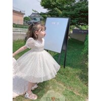 Váy cho bé gái công chúa trắng Elsa xinh đẹp Angel Dress chấm bi