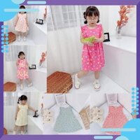 Váy cho bé gái, đầm sát nách cho bé phối bèo chất liệu cotton xuất dư cao cấp, mềm mại MIDY KIDS  size từ 10 đến 25kg