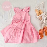 Váy cho bé gái thêu hoa 3 màu vàng hồng cam YUUNIE xinh đẹp cho trẻ em 3 4 5 6 7 8 9 10 tuổi