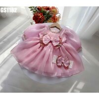 Váy Cho Bé Gái Tơ Voan Phối Ánh Nhũ Đồ Tết Cho Bé Gái 1 2 3 4 5 Tuổi