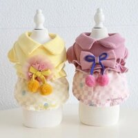 Váy cho chó đệm bông, Thiết kế quả bóng nhỏ kẹo, lưới, quần áo ấm áp cho chó, váy Chihuahua cho thú cưng, mùa thu đông