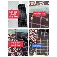 VÁY CHỐNG NẮNG 2 lớp dùng được 2 mặt  xẻ tà cố định bằng miếng dán + nút