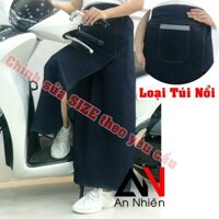 Váy chống nắng chất liệu Jean có túi có nút bấm chân - cố định bằng nút bấm và dán [được chọn mẫu]