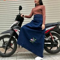 Váy chống nắng jean, chân váy chống nắng jean nút bấm
