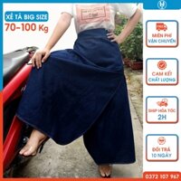 Váy chống nắng xẻ tà bigsize cho nữ đến 100 kg chất vải jean dày dặn có nút bấm chân H&T FASHION
