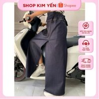 váy chống nắng xẻ tà chất jean trơn có túi phía trước cố định bằng miếng dán kết hợp nút bấm - dưới chân váy có nút bấm