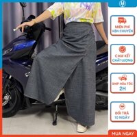 Váy chống nắng xẻ tà kaki cho nữ KHT94 chất vải dày dặn và mềm mát có nút bấm chân tiện lợi