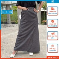 Váy chống nắng xẻ tà kaki KHT110 chất vải cotton mềm mát có túi và nút bấm chân H&T FASHION