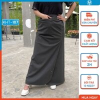 Váy chống nắng xẻ tà kaki KHT107 chất vải cotton mềm mát có túi và 3 nút bấm lưng H&T FASHION