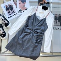 Váy chữ A dài tay cắt xẻ cổ Thom Browne TB gợi cảm, trẻ trung